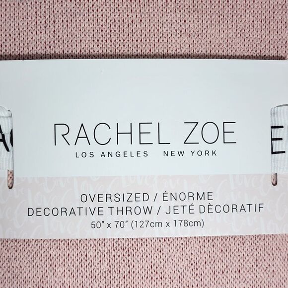Rachel Zoe Oversized Decorative Cotton Blend Throw Blanket Heart Pattern 50x70in - Picture 2 of 12